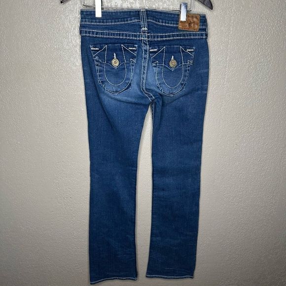 True Religion Billy Stretch Denim Blue Jeans Pocket Flaps Womens Size 28 x 34 - Picture 4 of 8